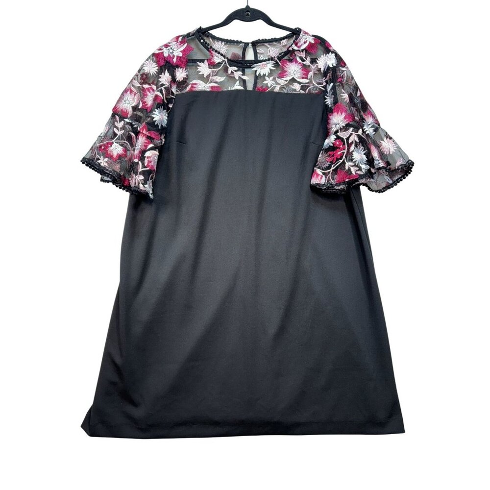 Lane Bryant Womens  Embroidered Mesh Sleeves Floral Design Dress Plus Size 18 Bl